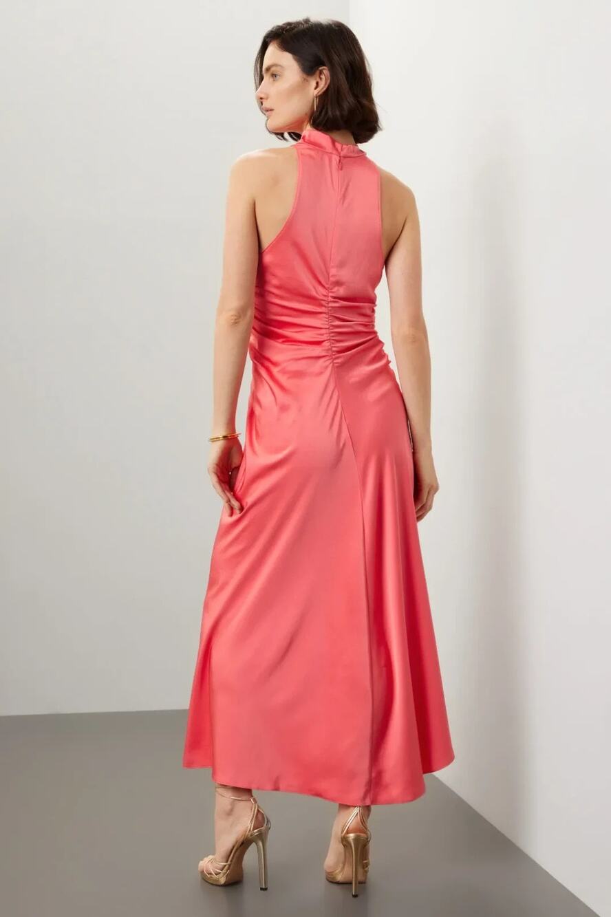 A.L.C. Pink Red Mock Neck Ruched Detailing Sleeveless Inez Cocktail Dress Size 2